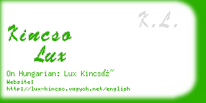 kincso lux business card